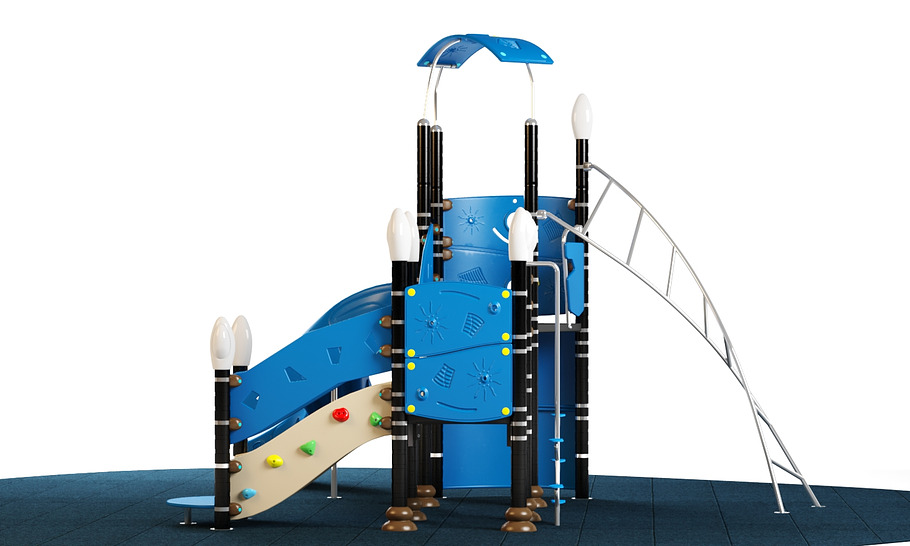 Kids playground equipment with slide in 3D - product preview 4