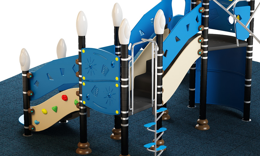 Kids playground equipment with slide in 3D - product preview 6