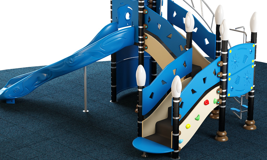 Kids playground equipment with slide in 3D - product preview 7