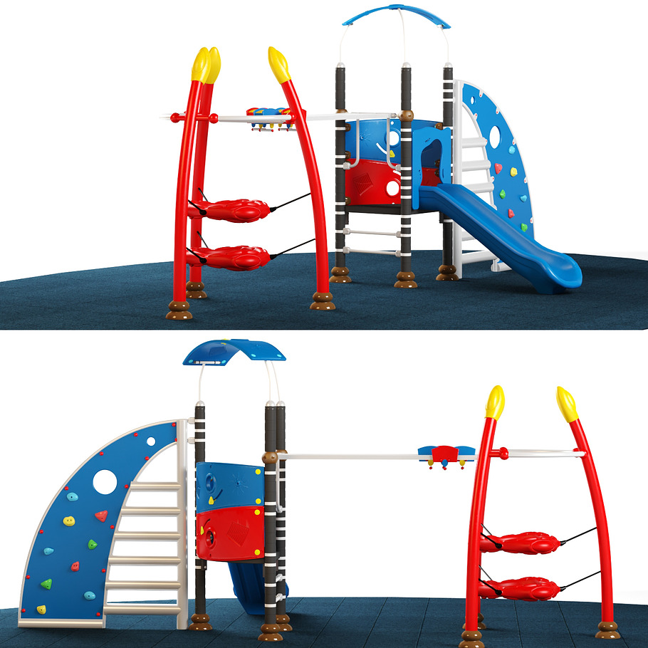 Kids playground equipment with slide in Tools - product preview 1