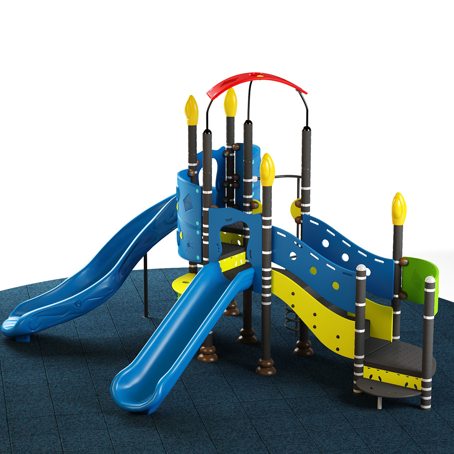 Kids playground equipment with slide in Tools - product preview 3