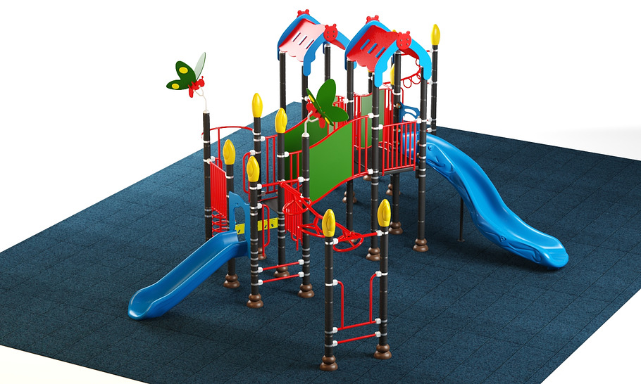 Kids playground equipment with slide in Furniture - product preview 2