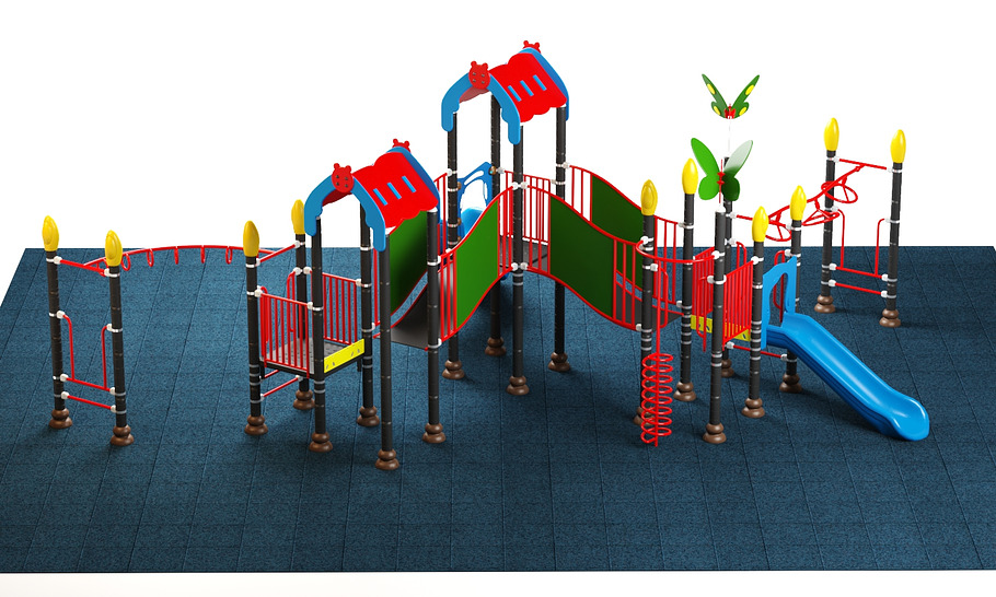 Kids playground equipment with slide in Furniture - product preview 3