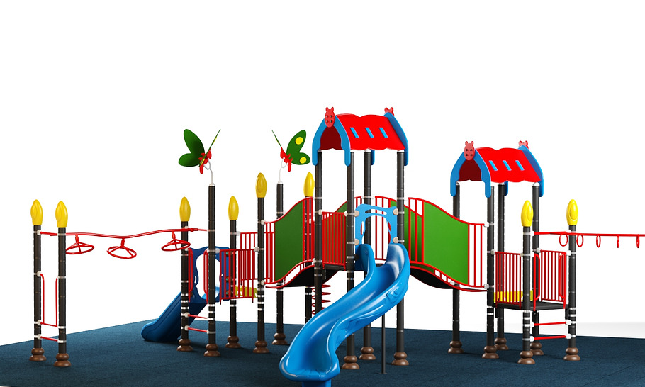 Kids playground equipment with slide in Furniture - product preview 5