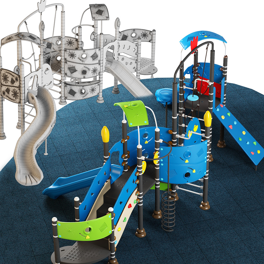 Kids playground equipment with slide in Tools - product preview 3