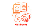 Kids books red concept icon