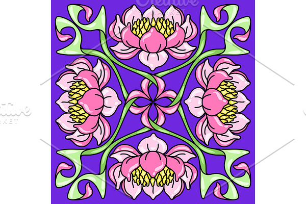 Art Nouveau ceramic tile pattern