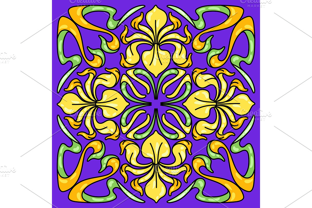 Art Nouveau ceramic tile pattern in Patterns - product preview 8