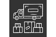 Heavy goods delivery chalk icon