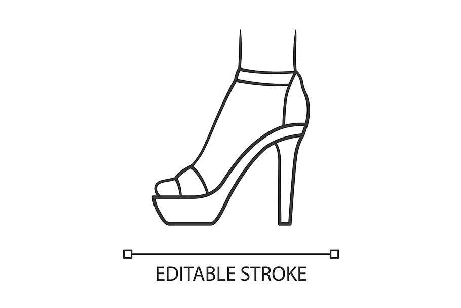Ankle strap high heels linear icon in Icons - product preview 8