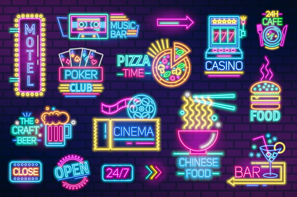 Neon signboards set in Illustrations - product preview 2