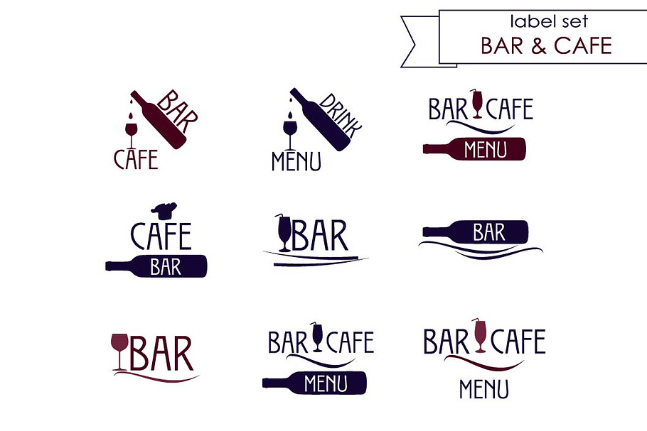 Bar and cafe label, logo in Icons - product preview 8