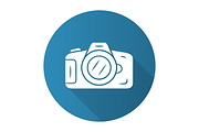 Photo camera blue flat design icon