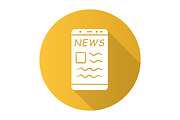 Online news yellow flat design icon