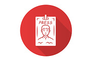 Press pass red flat design icon