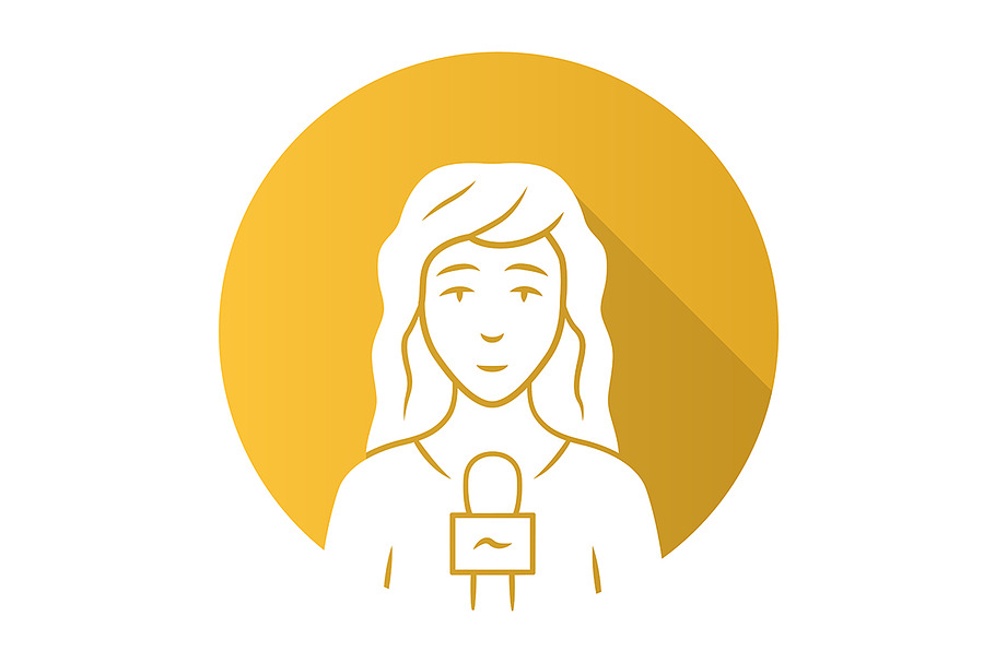 Reporter woman flat design icon in Icons - product preview 8