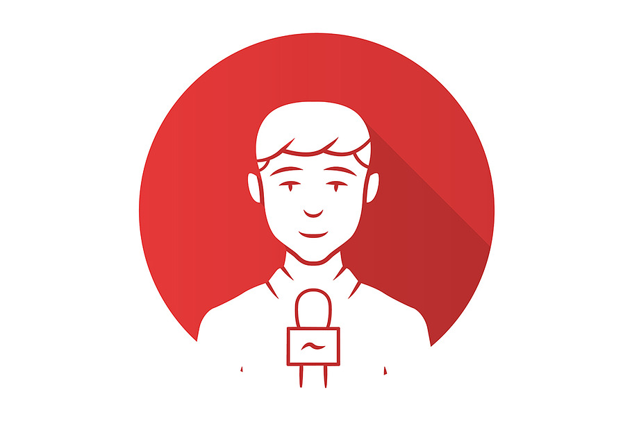 Reporter man red flat design icon in Icons - product preview 8