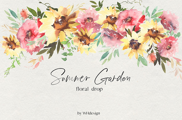 Summer Garden Sunflowers Clip Art in Illustrations - product preview 2