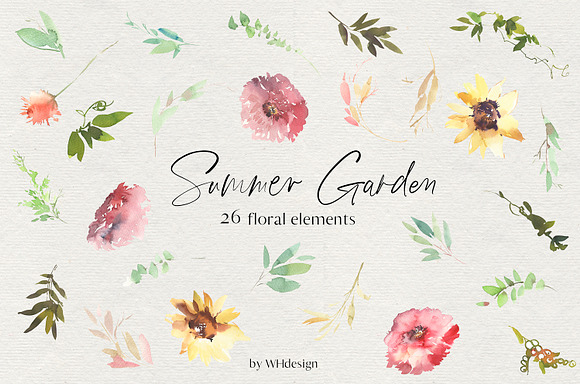 Summer Garden Sunflowers Clip Art in Illustrations - product preview 3