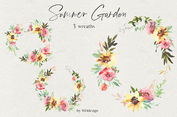 Summer Garden Sunflowers Clip Art in Illustrations - product preview 4