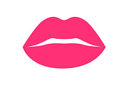 Glossy Bright Pink Lips Vector