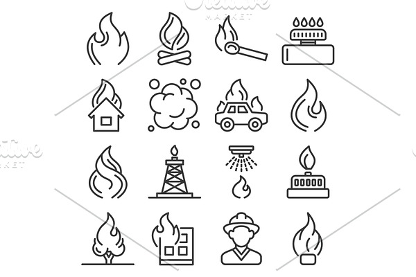 Fere Flames and Firefighting Icons