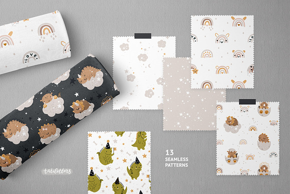 Baby dinosaur clipart & patterns in Illustrations - product preview 5