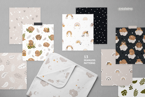 Baby dinosaur clipart & patterns in Illustrations - product preview 7