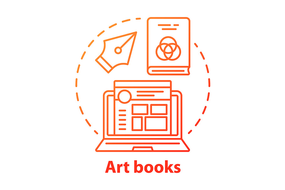 Art books red concept icon
