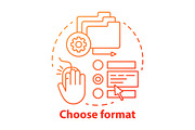 Choose format red concept icon