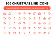 200 Christmas Line Icons