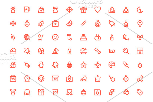 200 Christmas Line Icons in Graphics - product preview 1