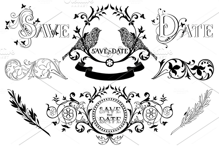 Hand Drawn Embellishment Vector Set in Illustrations - product preview 8
