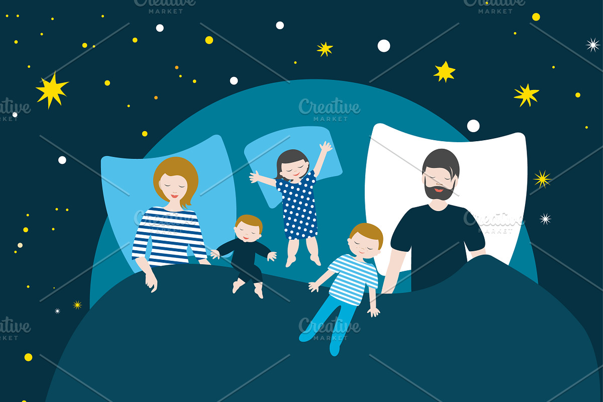 Family of parents and three children in Illustrations - product preview 8