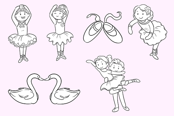 Ballet Dancers Digital Stamps in Illustrations - product preview 1