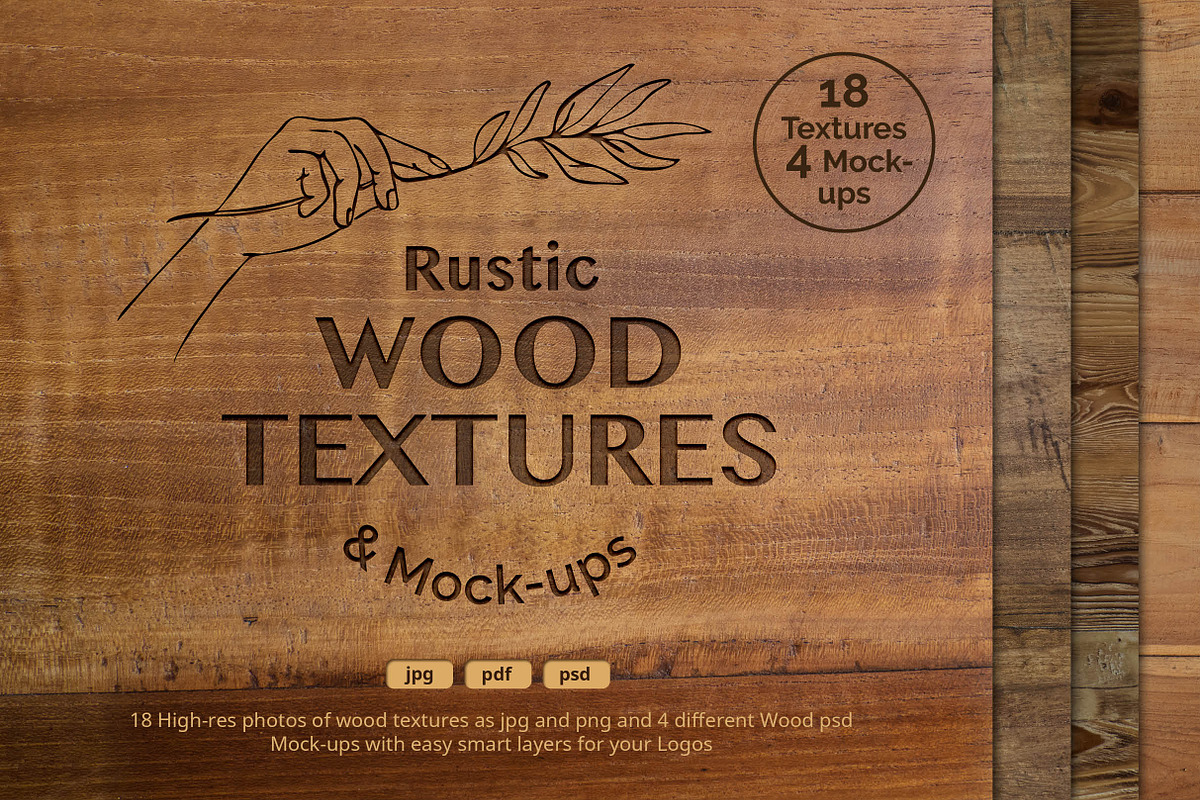Engraved Wood Mock-ups & Textures in Textures - product preview 8