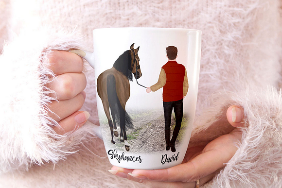 Girl with horse Couples and horses in Illustrations - product preview 5
