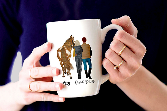 Girl with horse Couples and horses in Illustrations - product preview 6