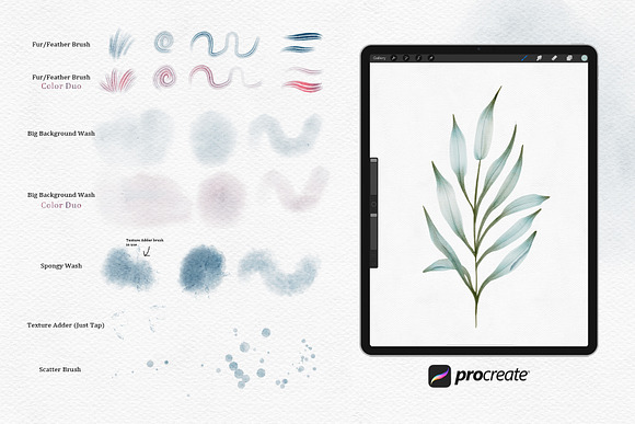 Procreate Watercolor Brushes Kit in Add-Ons - product preview 7