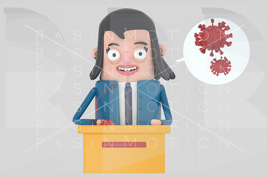 Politician woman talking about virus in Illustrations - product preview 8