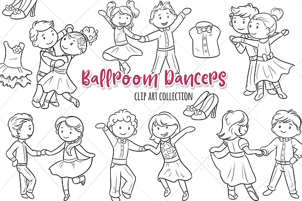 Ballroom Dancers Digital Stamps