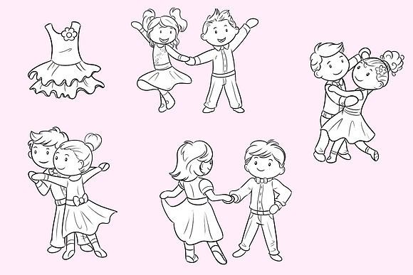 Ballroom Dancers Digital Stamps in Illustrations - product preview 1