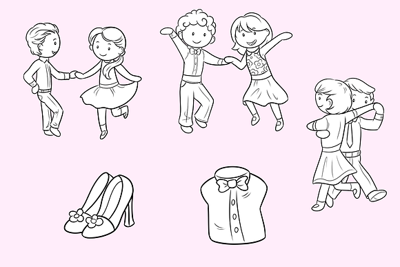 Ballroom Dancers Digital Stamps in Illustrations - product preview 2