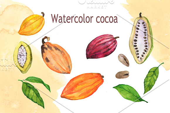 Watercolor cocoa set in Illustrations - product preview 1