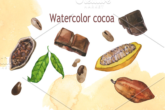 Watercolor cocoa set in Illustrations - product preview 2