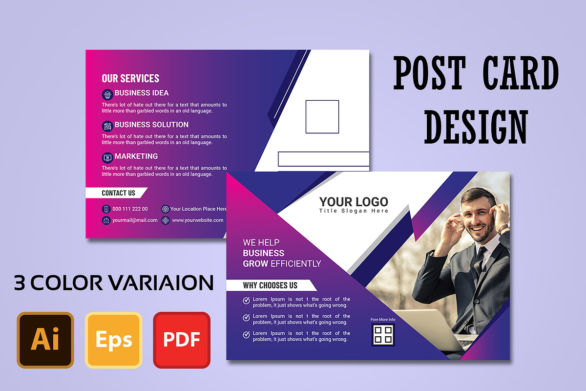 Postcard Design in Card Templates - product preview 8
