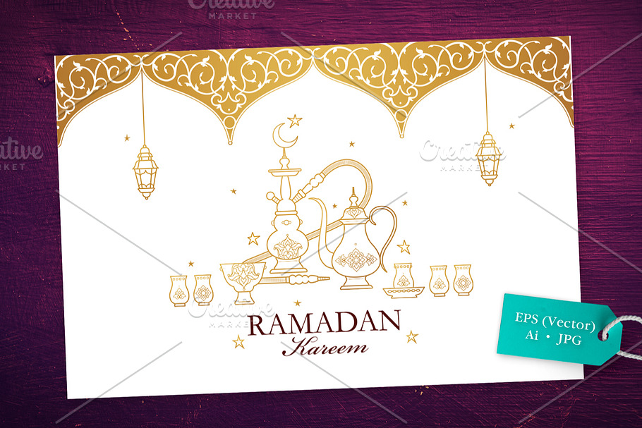 1. Greetings Card for Ramadan Month in Postcard Templates - product preview 8