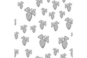 hop leaf seamless pattern sketch