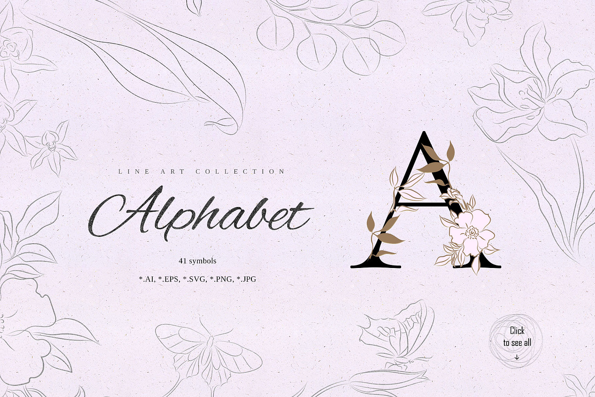 Floral. Letters & Illustrations pack in Illustrations - product preview 8