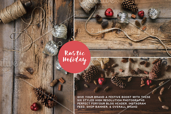 Rustic Holiday Photo Bundle in Mockup Templates - product preview 1
